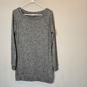 Athleta Shirt Lux Pose Tunic Top Marbled Black Raglan Sweater Knit Womens Small